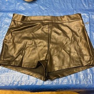 Women's Black Faux Leather Shorts
